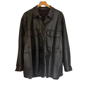 Zara Faux Leather Oversized Shacket – Black – XL